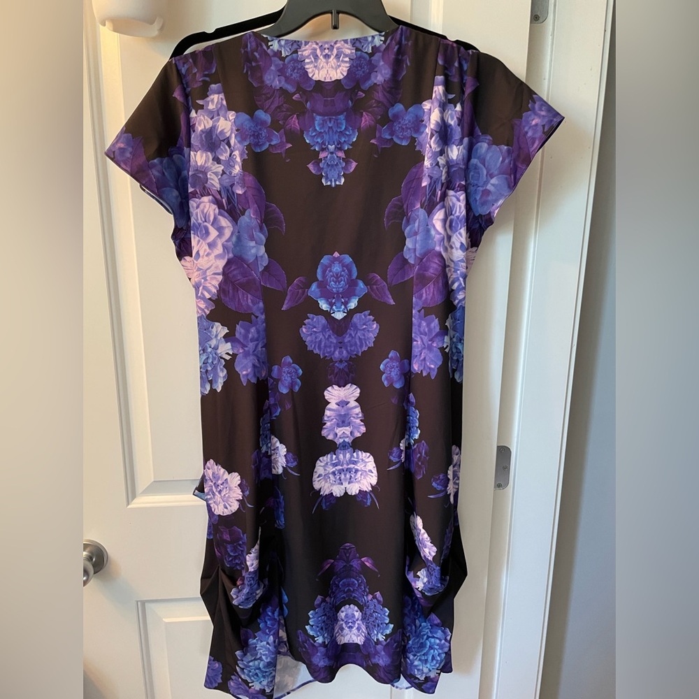 City Chic Black and Purple Floral dress - Picture 3 of 3